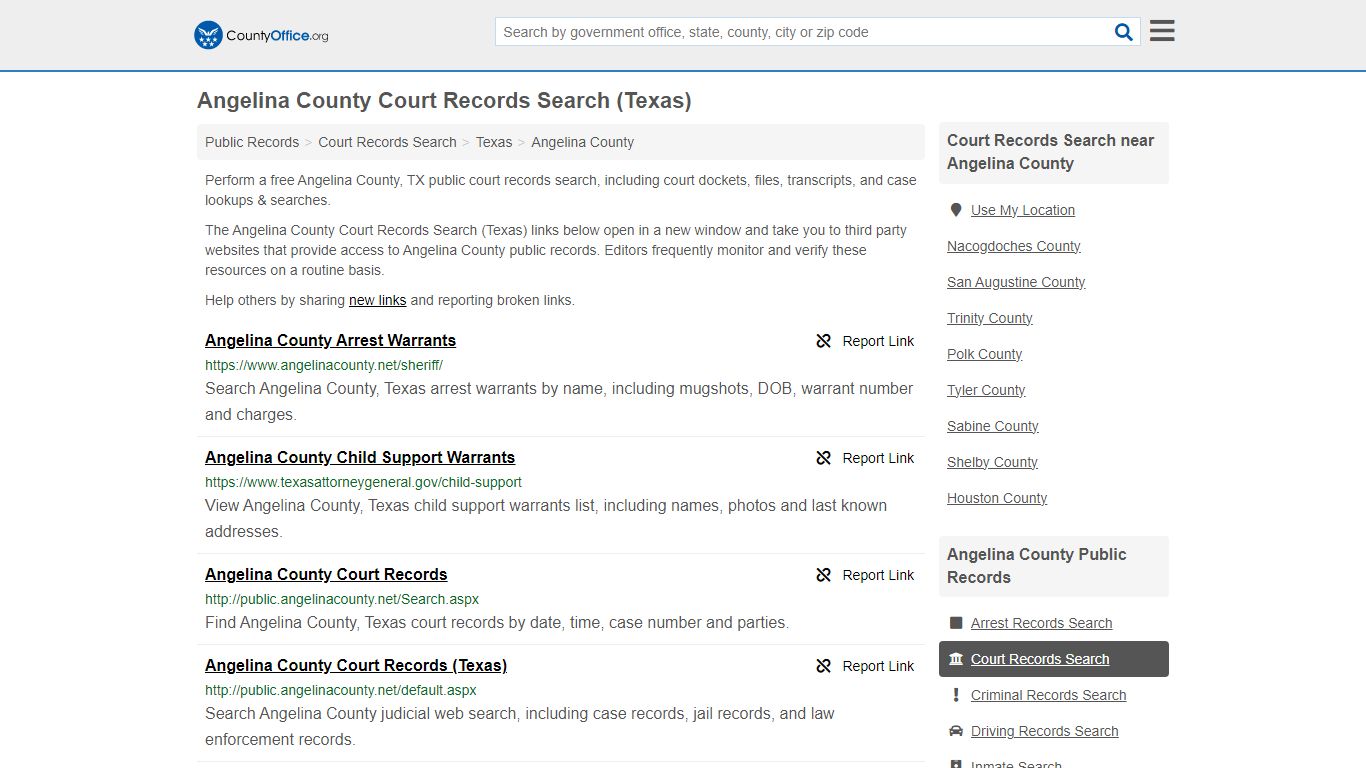 Angelina County Court Records Search (Texas) - County Office