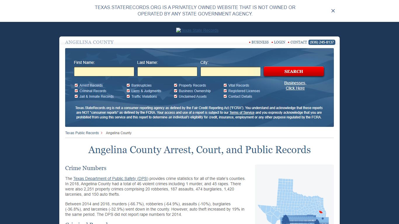 Angelina County Arrest, Court, and Public Records