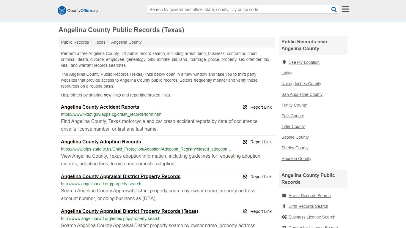 Angelina County Public Records (Texas) - County Office